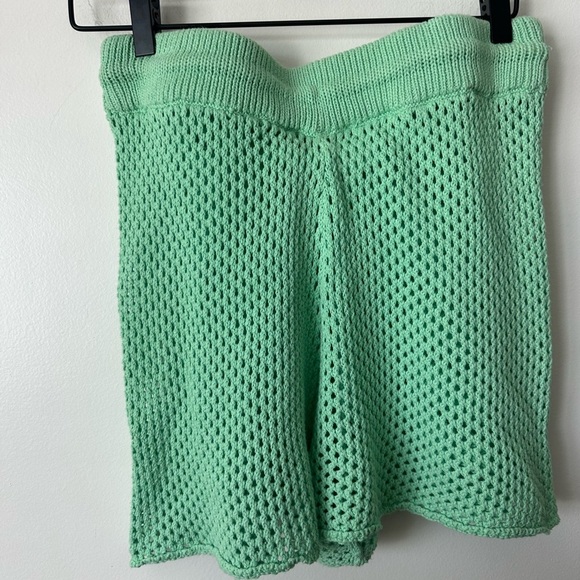 NEW WeWoreWhat Mint Green Crochet Drawstring Shorts Size Medium - Picture 5 of 9